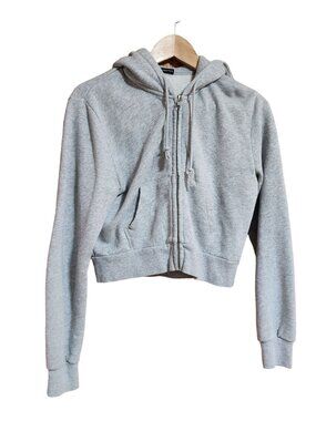 Brandy Melville Cropped Gray Zip Up Hoodie Womens small